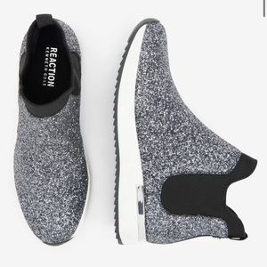 KENNETH COLE REACTION Silver Glitter Cameron Chelsea Jogger Boots